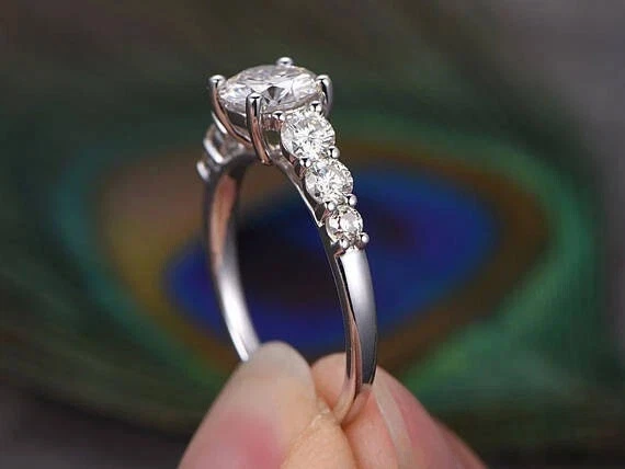 2.20 Ct Round Cut Lab Grown Diamond Wedding Ring 14K White Gold size 6 - Image 3 of 4