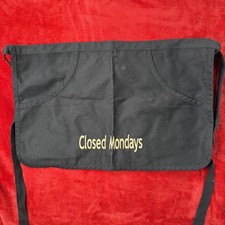 Augusta Sportswear Waist Apron Black "Closed Mondays" Embroidered Restaurant