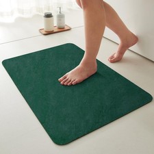16x24 Inch Dark Green Quick Dry Bathroom Mat Non Slip Washable Floor Rug