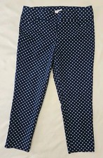 Marilyn Monroe Size 14 Stretch Navy Blue White Polka Dot Ankle Pants Pull On