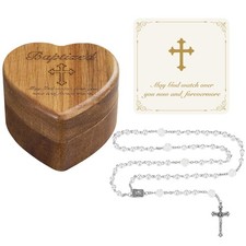 New Best Baptism Gifts for Girl My First Rosary with Wooden Keepsake Box, Kids