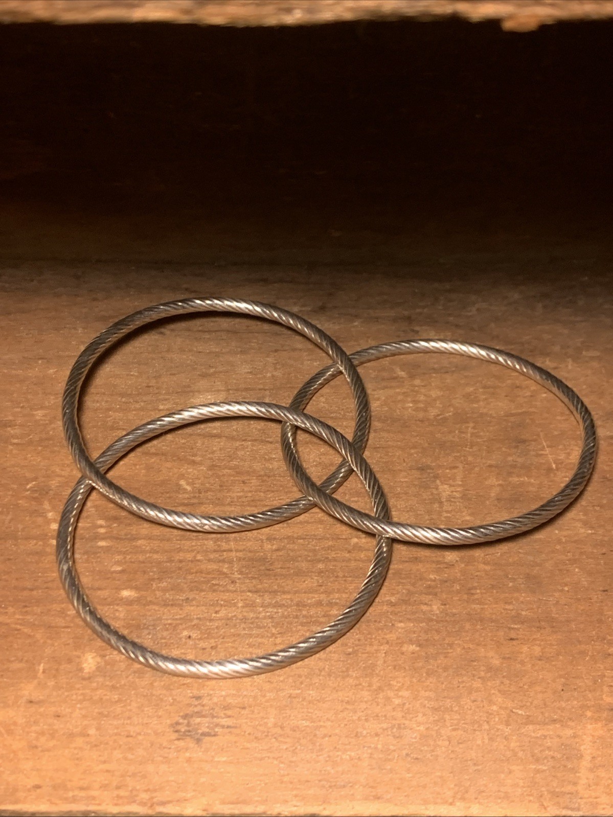 Vtg Sterling Silver Three Interlocking Twist Desi… - image 2