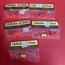 Lot 5 Cabela’s Orange Jig Heads 1/8 oz Bass Fishing Hooks Tackle.   #2