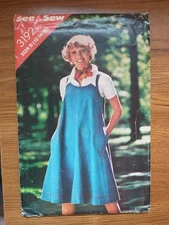 VTG See & Sew 3192 Easy Loose Fitting Jumper Dress Pattern Size 12 14 16 UNCUT 