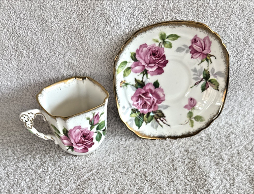 Vintage Royal Stafford Tea Cup & Saucer Cabbage Rose Berkeley England Quadrofoil - Picture 16 of 17