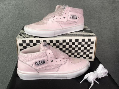 Vans Half Cab Shoes Mens Size 11 Pink Suede Fuzzy Sherpa Heart Skateboard Rare