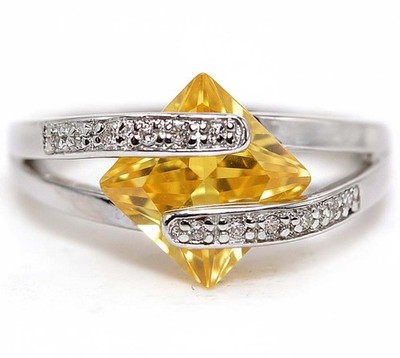 2 kt wärmebehandelter gelber Topas 925 massiver Sterlingsilber Ring Größe 6,7,8,9 ca9