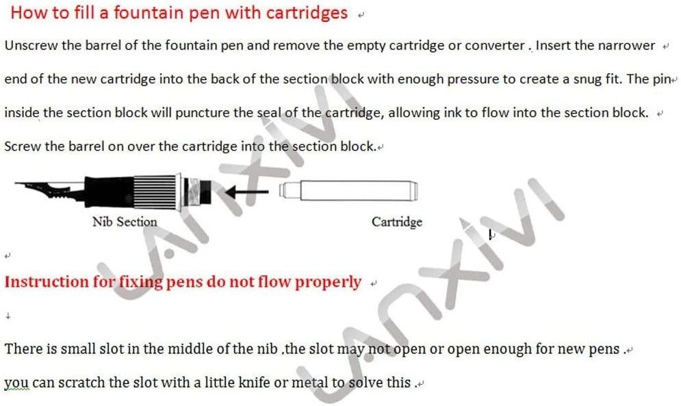Jinhao Fountain Pen Blue Ink Cartridge 5 Count (Pack of 6), Color 