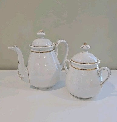 Antique Haviland Limoges Wedding Ring Pattern Tea/Coffee Pot & Sugar