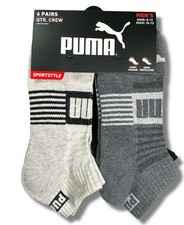 PUMA SOCKS MEN'S - QUARTER CUT - ENZO 253 - BEIGE GREY - LARGE 10-13 PACK 6 XX