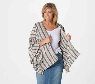 Laurie Felt Flutter Sleeve Open Front Wrap-Black-M/L-NEW-A367329