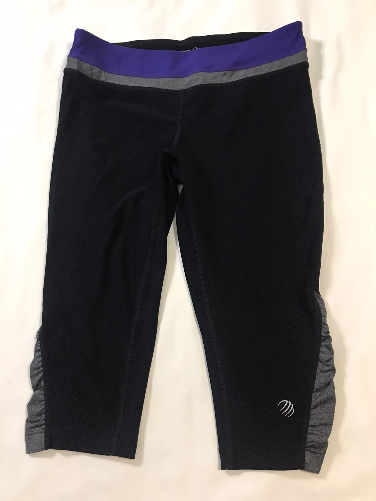 mpg capri ruched gray purple leggings