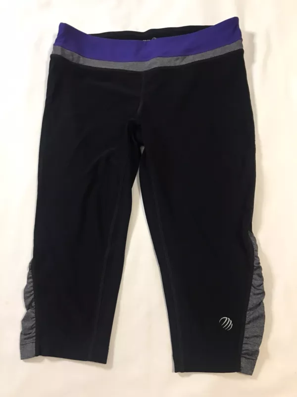 mpg capri ruched gray purple leggings