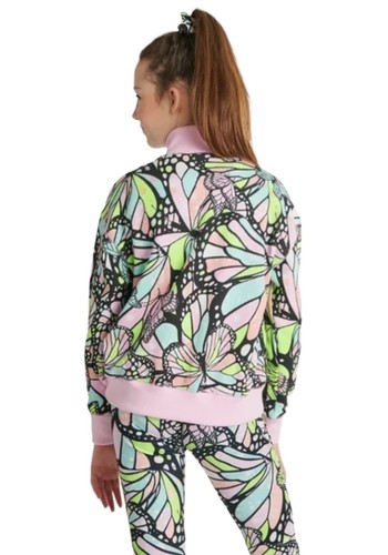 Justice Girls Sweatshirt Pink Quarter Zip Colorful Butterflies Logo Size 12/14 - Picture 11 of 12