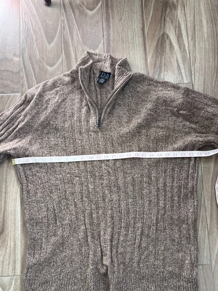 MENS JOS A BANK 1/2 ZIP SWEATER SIZE L LAMBSWOOL NYLON TAN SOLID Size XXL - Image 4 of 4