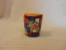Vintage Texas Embossed Ceramic Shot Glass, Armadillo, Guitar, State Flag