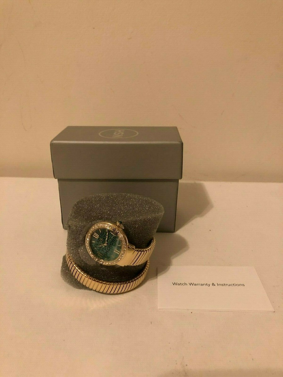 Colleen lopez Malachite Dial coil wrap watch Colleen Lopez Round Dial Coil Wrap Bracelet Watch, Abalone  main image 3