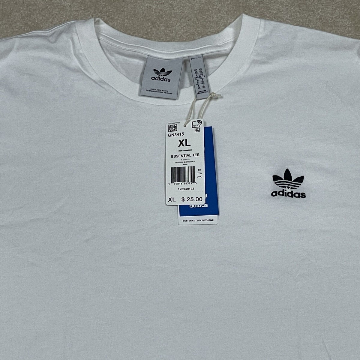 Adidas Originals Essential Tee XL White GN3415 Embroidered Trefoil Men's  Unisex | eBay