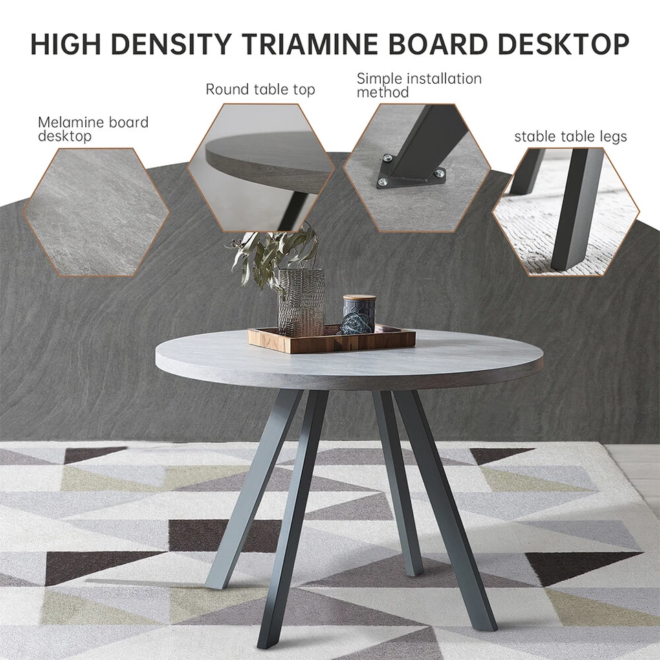 JIEXI 35'' Modern Coffee Wooden Dining Round Table and Chair Set w/ Metal Leg - Image 3 of 4