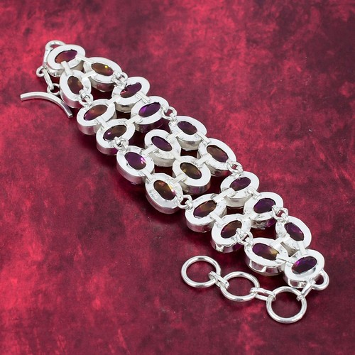 Bi-Color Tourmaline Gemstone Handmade 925 Solid Sterling Silver Jewelry Bracelet - Picture 6 of 6