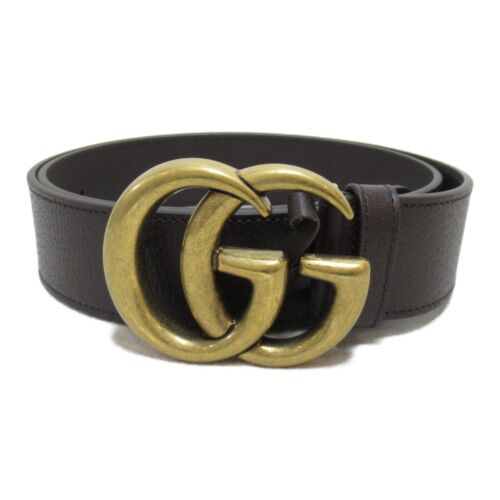 GUCCI GG marmont belt 406831DJ20T214595 leather Brown Used unisex Vintage gold - 第 1/6 張圖片