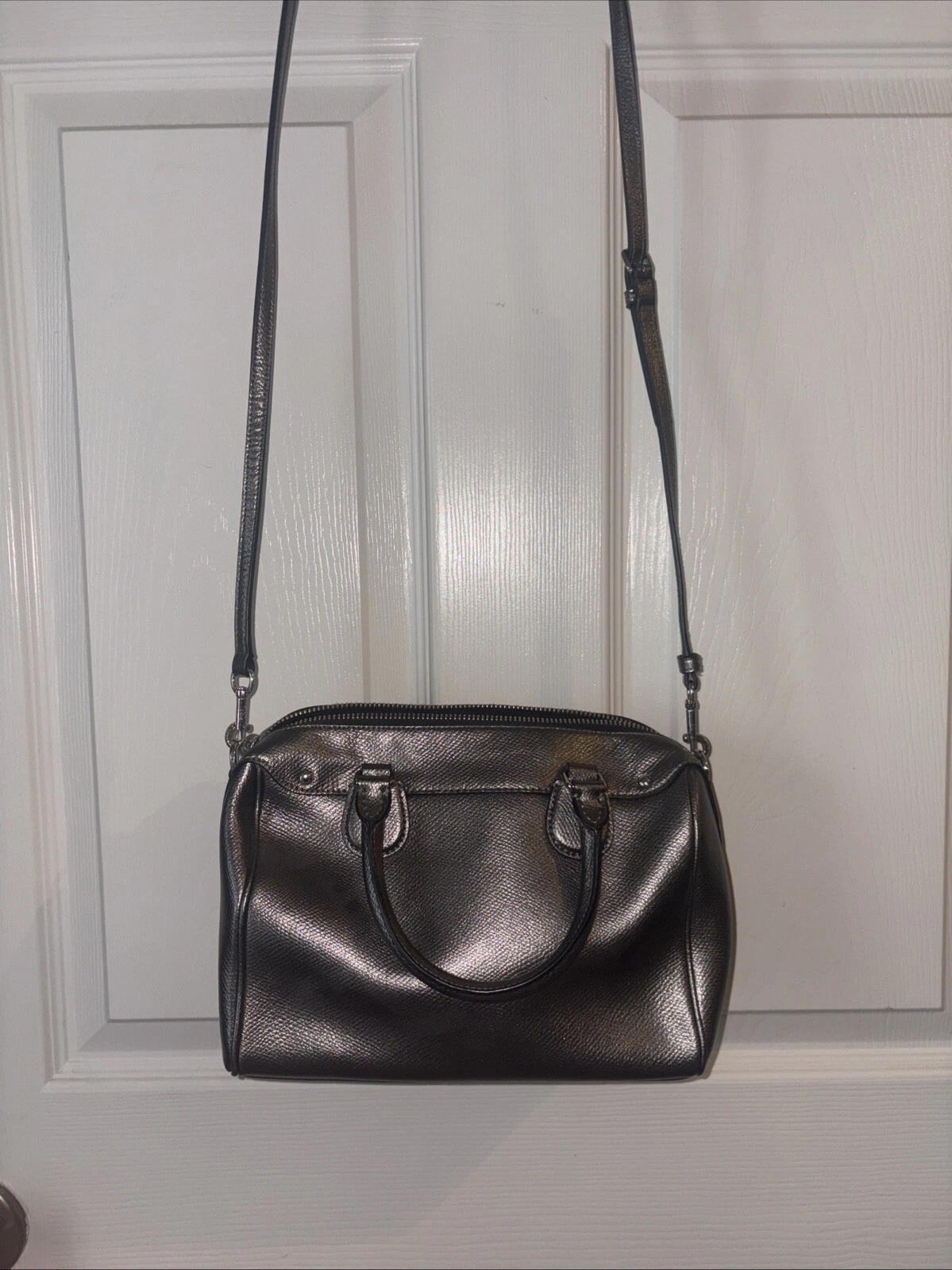 BORSA COACH MINI BENNETT METALLIZZATA F56125 argento