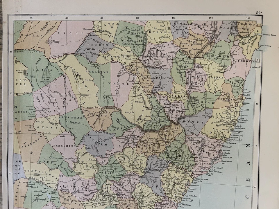 1882 New South Wales Australia Antique Map by Adam & Charles Black - Image 2 of 3