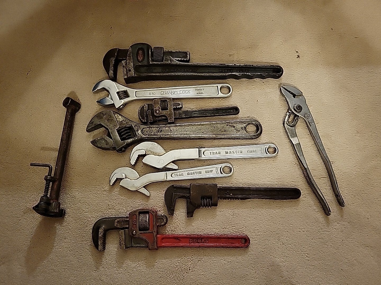 Vintage Antique adjustable pipe wrenches lot Of 10 Channellock