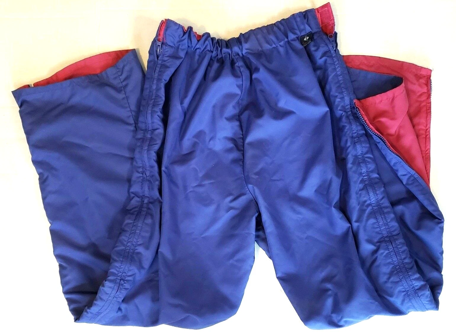 VTG 90's Columbia Ski Snow Pants Reversible Womens S 28x30 Blue Pink Full Zip