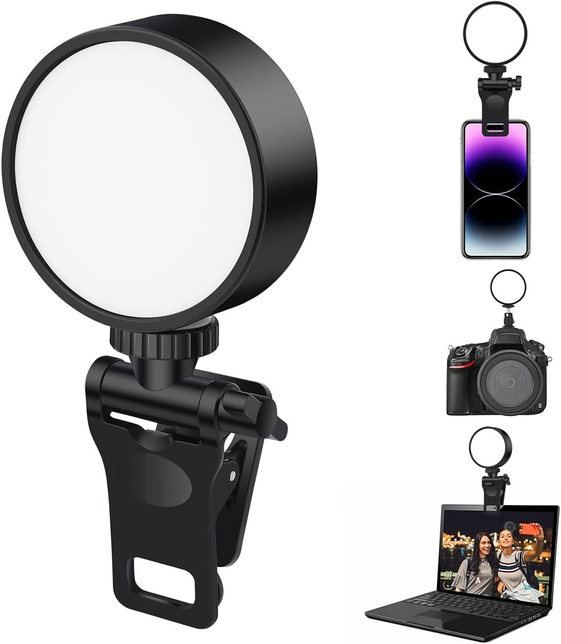Full Screen Selfie Ring Light Whellen Rechargeable 60 LED Clip on