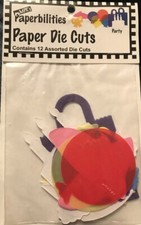 Paperbilities Paper Die Cut 12 Assorted Party Shapes Gifts/Scrapbooks NIP