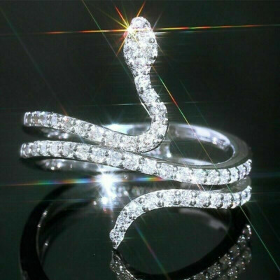 0,85 Kt Diamant Schlange Ring Damen Band Verlobungsring Weißgold-Finish gr 53-62