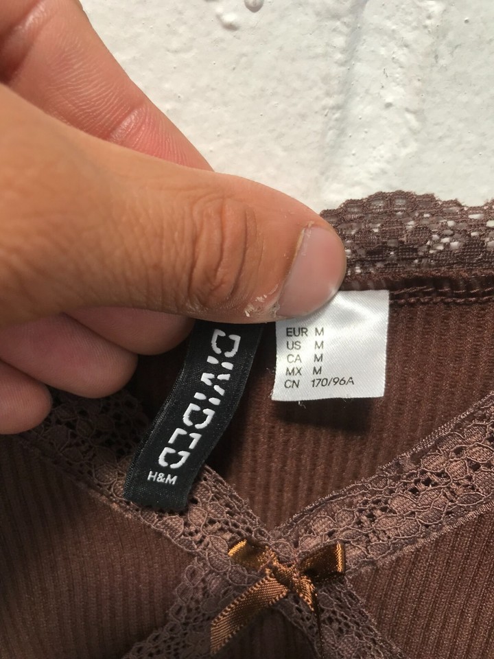 H&M Womens Brown Ribbed Lacing Detail Strap Mini Dress Size M JG eBay