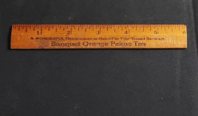 Old Advertising Premium Wood Ruler Banquet Orange Pekoe Tea McCormick Baltimore