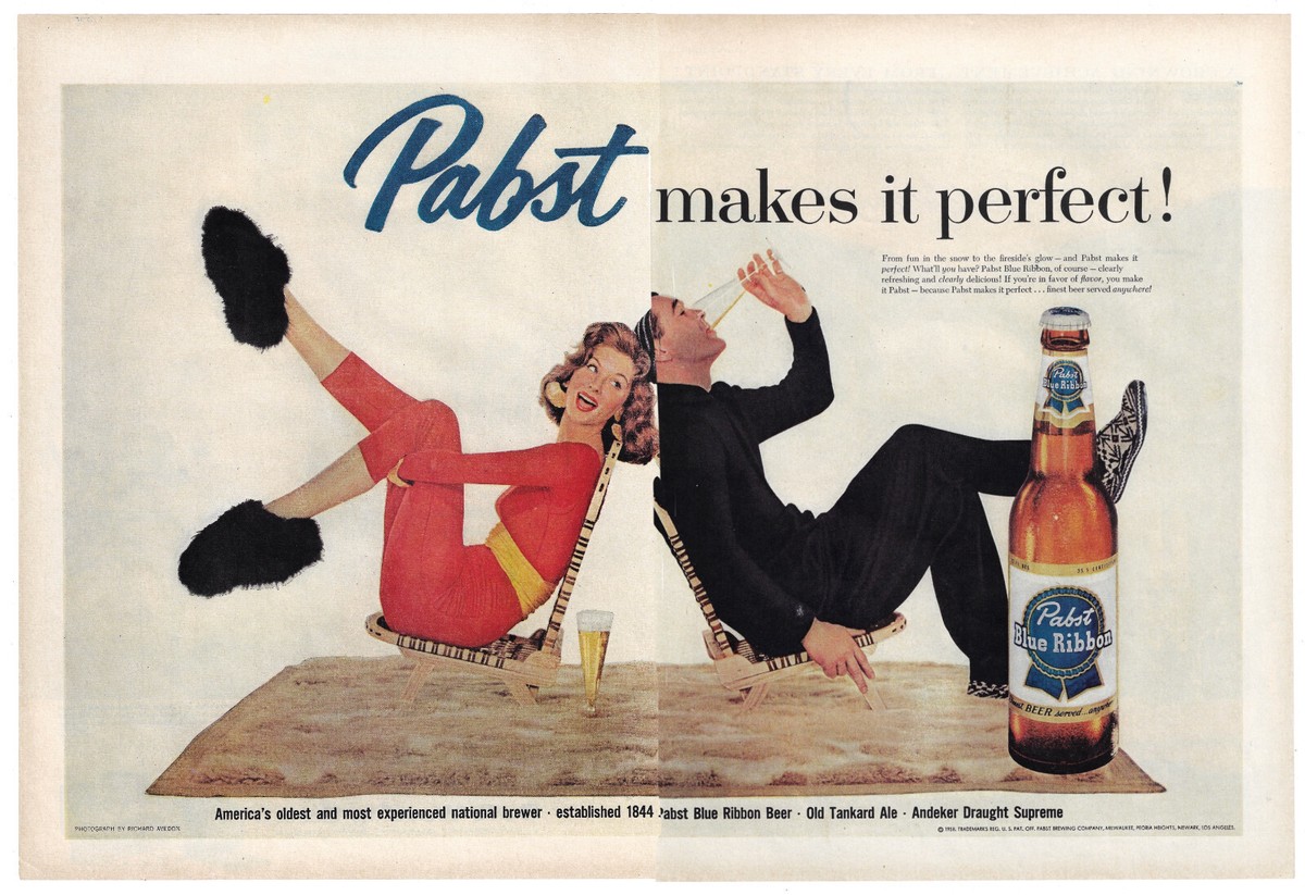 希少品！ Pabst Blue Ribbon パブストブルーリボン ポスター広告 Pabst Blue Ribbon Beer Print Ad Vintage Advertisement Beer