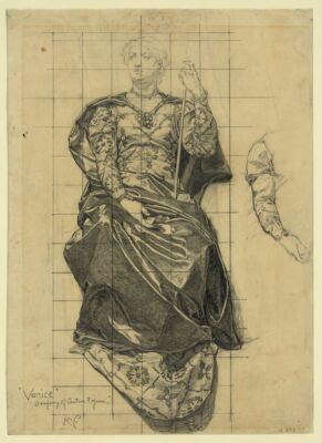 8'' x 10'' Photo Venice, Drapery of Central Figure, Kenyon Cox, 1893