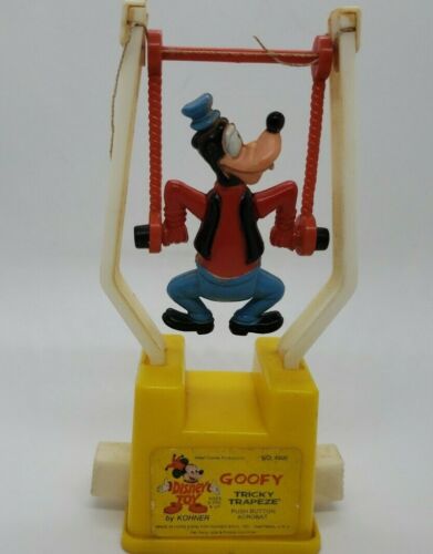  Vintage 1960s Goofy Tricky Trapeze Push Puppet Disney Toy with Sticker Mickey - Picture 1 of 12