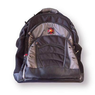 Swiss Gear Wenger Shock Absorbing Laptop Padded Backpack Large Black Gray