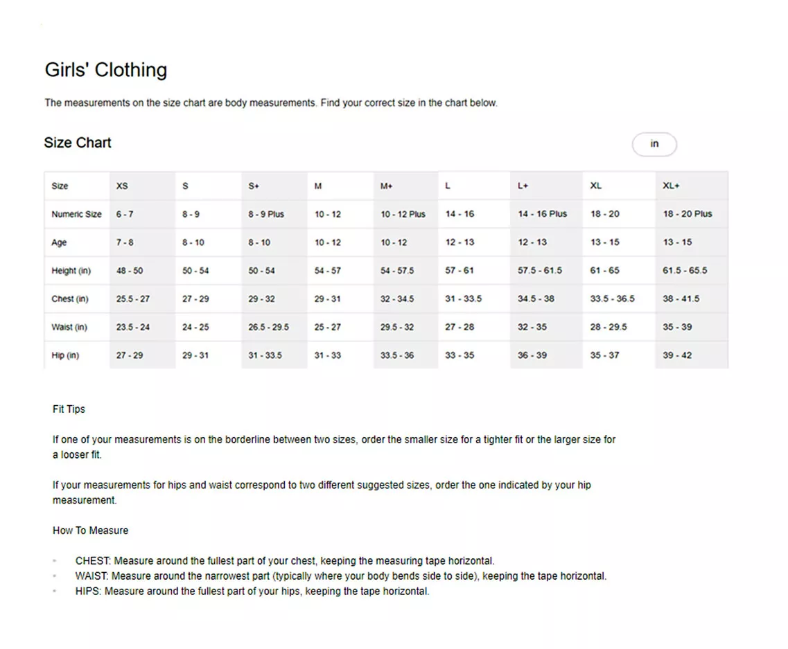 Nike shop girls sizes