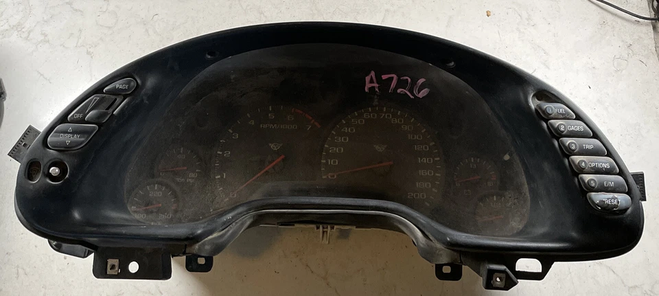 GRUPO DE INSTRUMENTOS DEL VELOCÍMETRO CHEVY CORVETTE 2000 10279518 MILLAS DESCONOCIDAS Foto 4 de 4