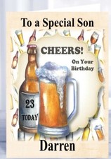 Personalised birthday card  Beer Lager dad son grandson husband Brother granddad