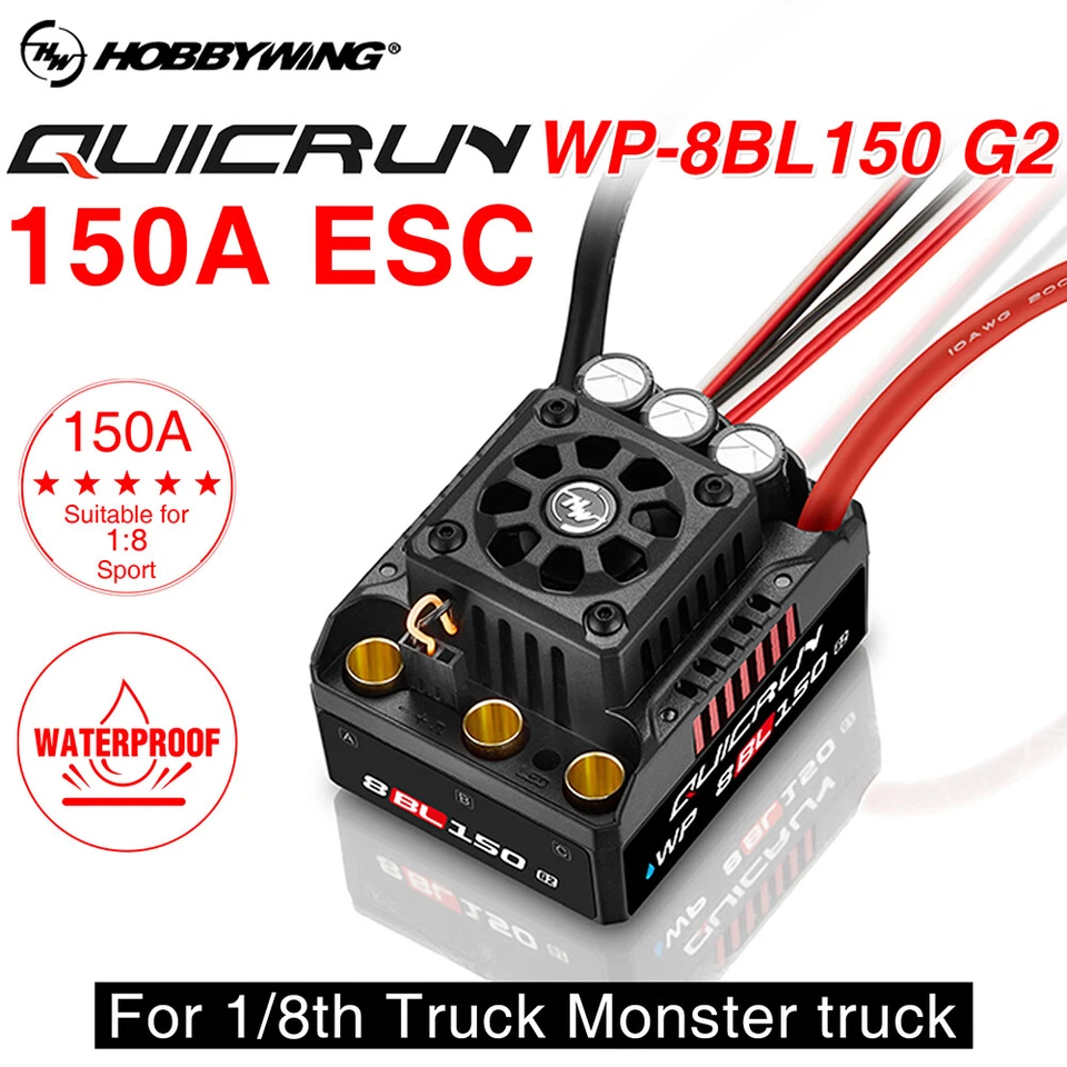 Hobbywing Quicrun 8BL150 Brushless 150A G2 ESC Sensorless For 1/8 Monster Truck - Image 2 of 4