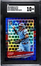 2020 Donruss Optic #102 Yadier Molina BLUE PANDORA PRIZM /99 SGC 10 GEM MINT