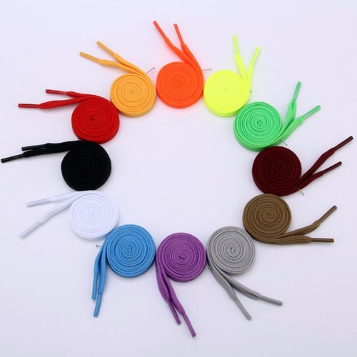 Flat Shoe Laces for Trainers Boots Shoes 8mm Wide Black White or Colour Laces * - Picture 2 of 24