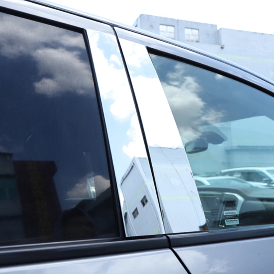 Cubierta de moldura de poste de pilar cromado de acero plateado para Nissan Titan 2016-23 Foto 2 de 4