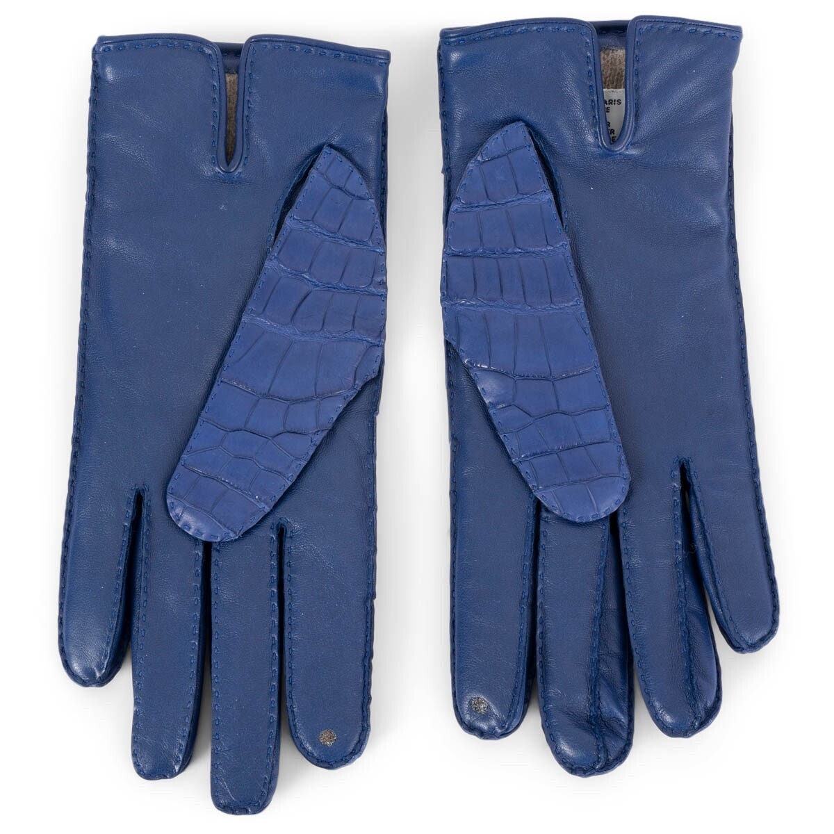 69130 auth HERMES Electrique blue Matte Croc SOYA KELLY