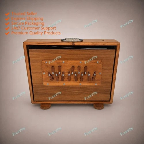 New Professional 13 Notes, Sur Peti, Shruti Box Double Bellow Teak Wood Musical