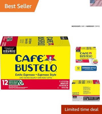 Café Bustelo Espresso Dark Roast, 12 Count Keurig K-Cup Pods for Bold Flavor