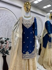 Stylish Fandy Satin Embroidered Sharara with Dupatta  M to XXL Sizes