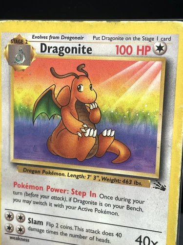 Pokemon '149 Dragonite 19/62 Fossil Rare Vintage WOTC 1999 MP